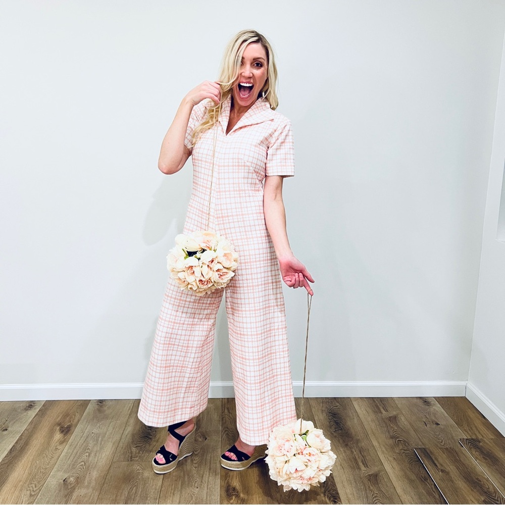 VTG 70’s Houndstooth Polyester Jumpsuit